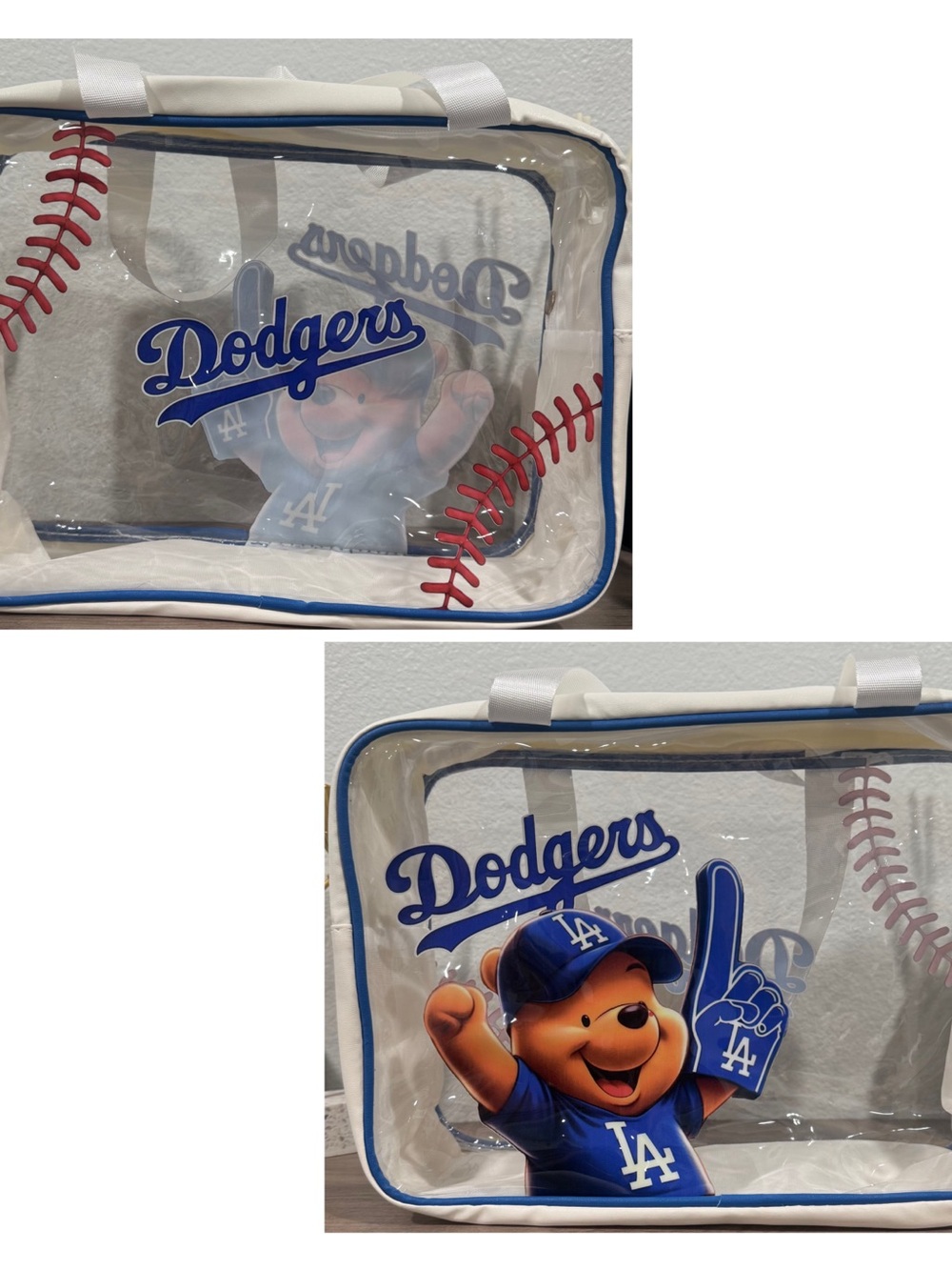 Los Angeles Dodgers Clear Vinyl Tote with Pooh  Graphic